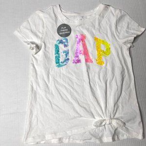 Gap t shirt girls Sz XL colorful sequence logo with tied bow NWT